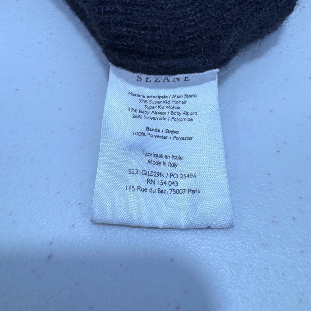 Sezane Barry Black Mohair Alpaca Blend V-Neck Cardigan Sweater  Size XS - Picture 4 of 6